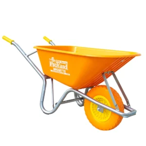 pro series wheelbarrow 6 cu.ft poly tray flat free tire steel handle